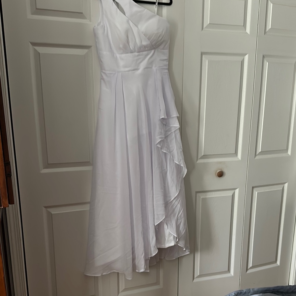 Hype Cream One Shoulder Ruffled Dress